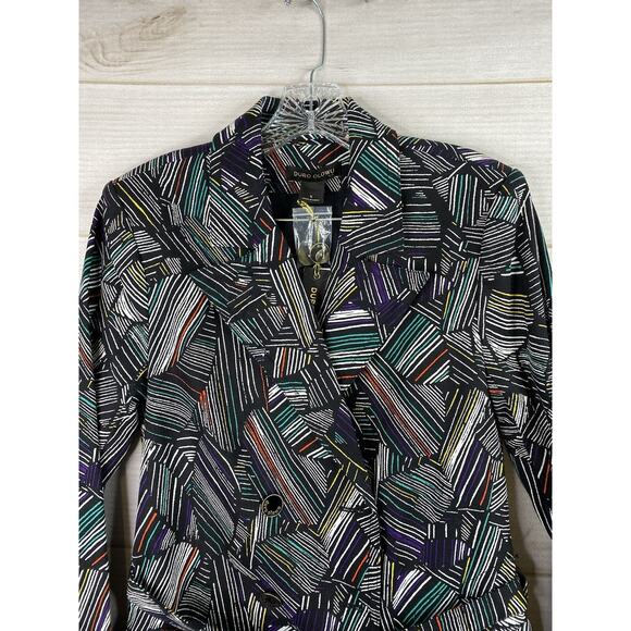 Duro Olowu Jacket Womens Sz S Black Abstract Print Trench Belted Button Up NWOT - Picture 2 of 15